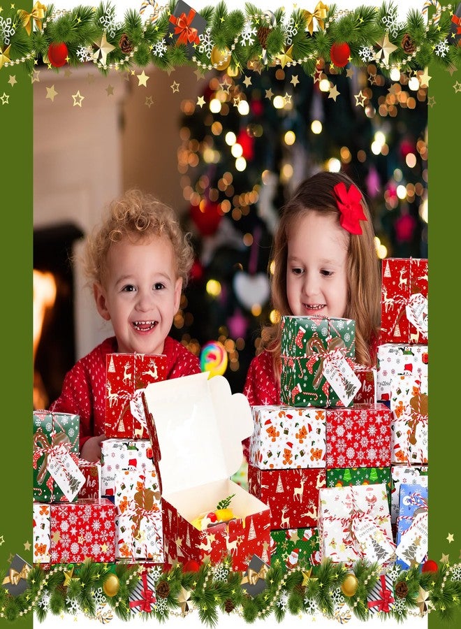 Maxcheck 100 Pack Christmas Cookie Boxes with Window - 4 x 4 x 2.5 Inches Treat Boxes for Bakery, Candy, Party Favors - Includes Twine and Gift Tags - Image 4